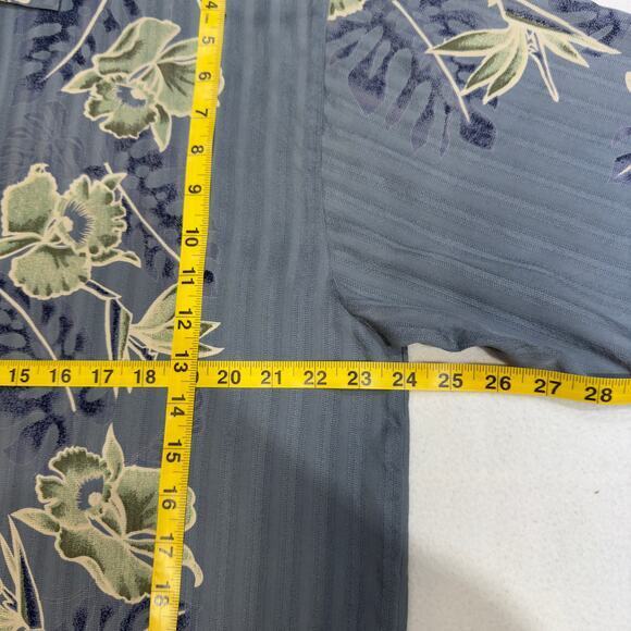 Tommy‎ Bahama 100% Silk Men's Large Blue Floral Tropical Hawaiian Camp Shirt - Picture 5 of 8